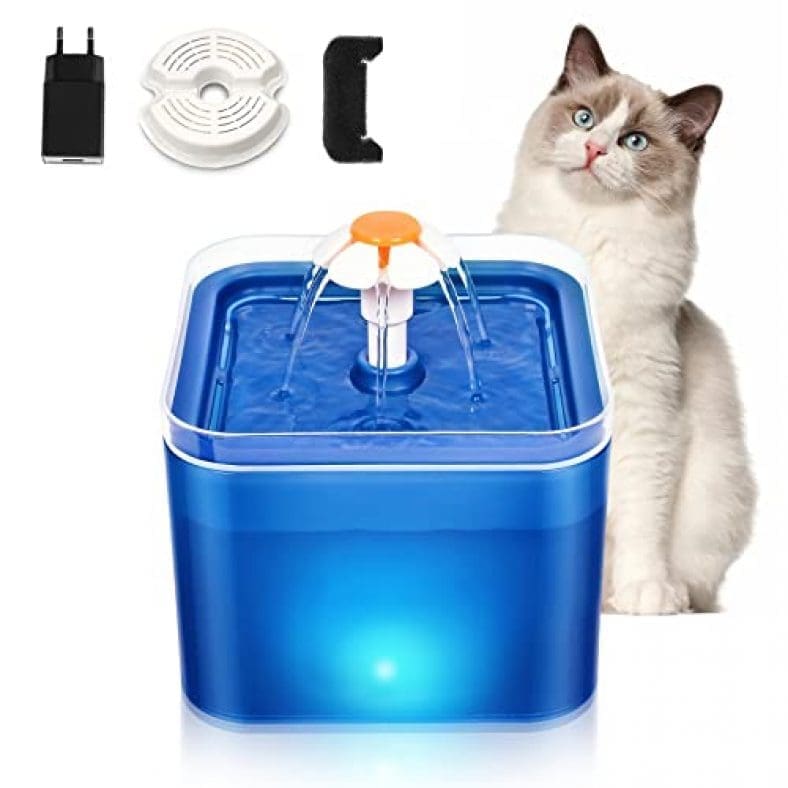 Petrebels Trinkbrunnen Für Katzen Spring 20 | 2,4 Liter, Mit LED & Filter | Ultra Leise (<35 DB), Schwarz