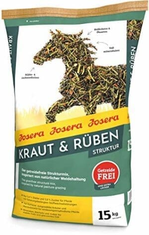 JOSERA Kraut & Rüben Struktur (1 x 15 kg) | Premium Pferdefutter | Getreidefreier Strukturmix
