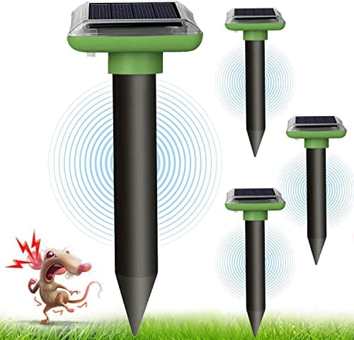 ONEVER Maulwurf Vertreiber - 4 Pack Maulwurfschreck Solar Wühlmausschreck  Solar Maulwurfschreck Maulwurfvertreiber Maulwurf-abwehr Maulwurf  Vertreiber