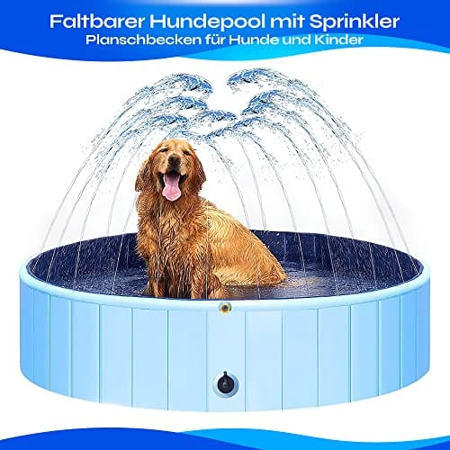 Larother Hundepool mit Sprinkler | 120x30 Hundedusche 