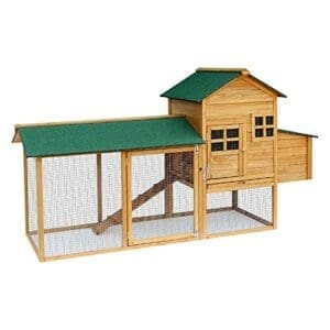 Lovupet XL Hühnerstall | 2 Ebenen | Wetterfest | Holz Natur | 86 x 214 x 120 cm