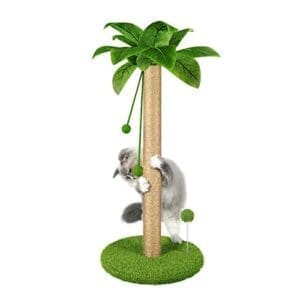 Dohump Kratzstamm | 78cm Kratzsäule für Katzen | Zwei Interaktive Hängende Bälle