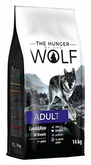The Hunger of the Wolf Hundefutter | ausgewachsene Hunde aller Rassen | Fein zubereitetes Trockenfutter mit Lamm und Reis – 14 kg