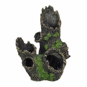 Relaxdays Aquarium Deko Baumstamm Höhle | Natur-Optik | HxBxT 16,5 x 15,5 x 11 cm