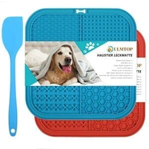 ULMTOP Leckmatte Hund | 4 Formen | 1 Silikonspatel + Super Starke Saugnäpfe