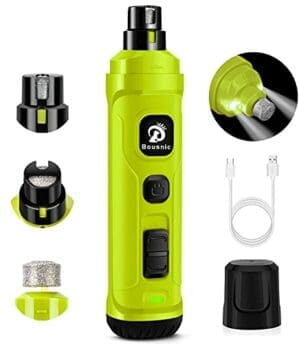 Bousnic Krallenschleifer für Hunde mit 2 LED-Leuchten | Leise | Mit 2 Geschwindigkeiten