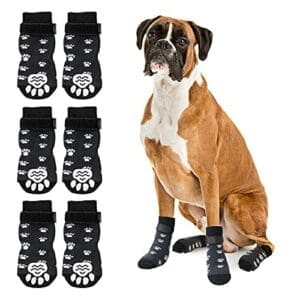 RANYPET Indoor Anti-Rutsch Socken für Hunde | Weicher Verstellbarer Pfotenschutz