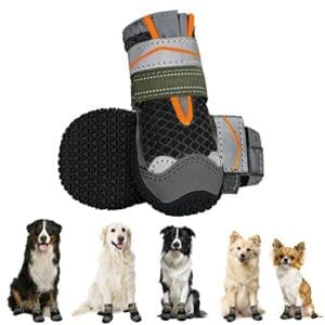 Eyein Hundeschuhe Pfotenschutz | atmungsaktiv | mit Rutschfester Sohle und reflektierendem Klettverschluss