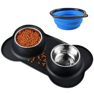 Bonve Pet 2 x 400 ml Futternapf für Hunde und Katzen | Edelstahl | rutschfeste Unterseite