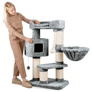 Happypet® Kratzbaum | 118 cm | Stabile extra Dicke Sisal-Säulen