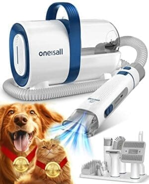 oneisall Hundeschermaschine mit Staubsauger | mit 12000 Pa | mit 7 Pflegewerkzeugen
