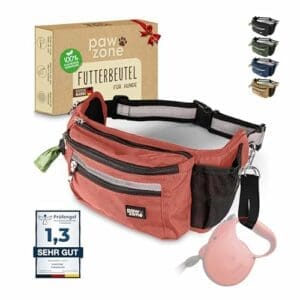PAWZONE® Futterbeutel Hunde | Inkl. Reflektorband & Zusatzgurt für Flexileine