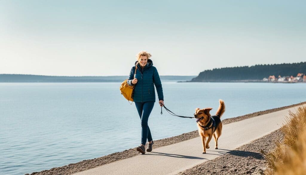 Spaziergang mit Hund Ostsee