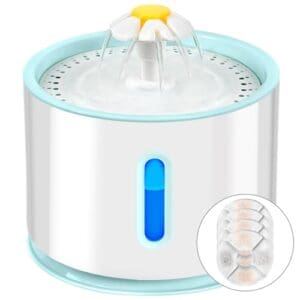 AQXONG 2.4L Katzentrinkbrunnen, Ultraleiser Trinkbrunnen für Haustiere mit LED-Licht, Trinkbrunnen für Katzen, Vierfaches Filtersystem, DREI Wasserflussmodi, 72 Stunden Schutz vor Trockenbrand