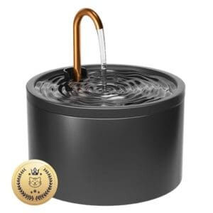 Keimi Katzenbrunnen Keramik, 2.1L Trinkbrunnen für Katze, Leiser Wasserspender, Haustier Trinkbrunnen für mehrere Katzen, Filter für sauberes Wasser, Hygienisch und leicht zu reinigen, Schwarz