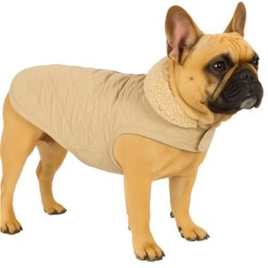 Flamingo Hundemantel – Bonnie – Beige – A: 35 cm | B: 34–38 cm | C: 50–54 cm – Premium Line – wasserabweisend, waschbar bei 30 °C, Klettverschluss, Plüschfutter