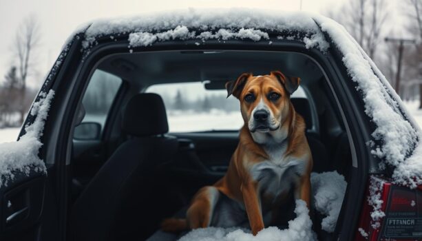 Gefahren für Hunde im Auto im Winter