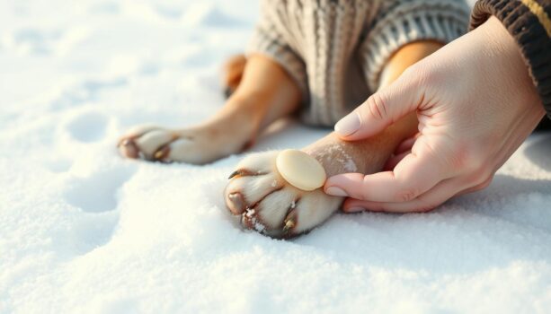 Pfotenpflege für Hunde im Schnee